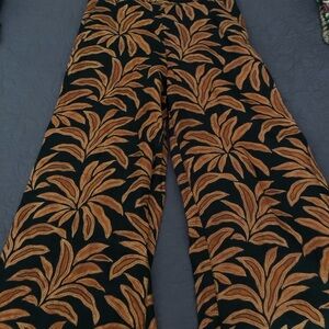 Rachel Zoe Black and Gold Leaf Print Pants